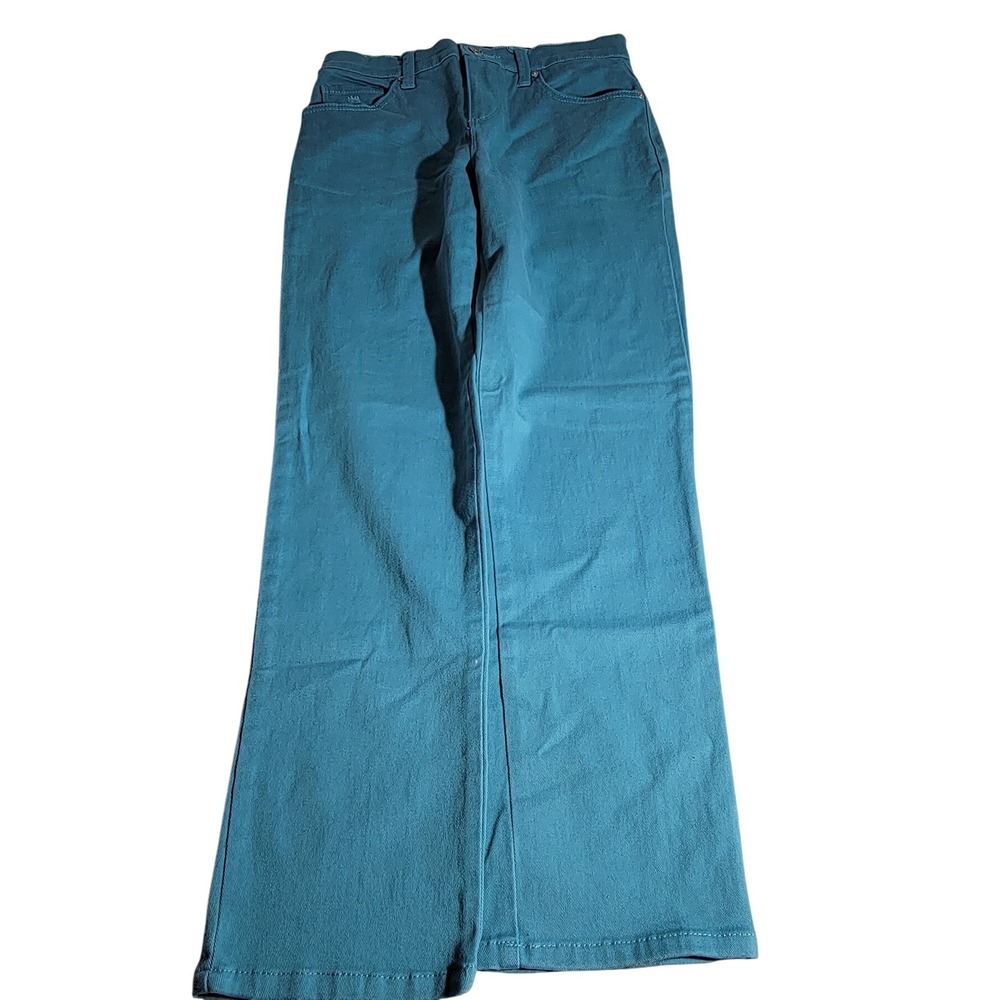 Gloria Vanderbilt Amanda High Rise Teal Blue Wide Leg Jeans Petite 4P